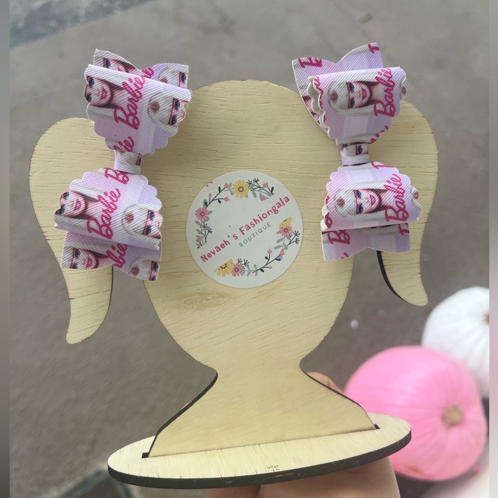 Barbie faux leather hair bows with metal alligator clips